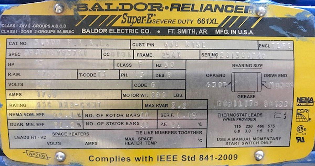 Unused Baldor - Reliance 15 Hp Motor, 1765 Rpm)